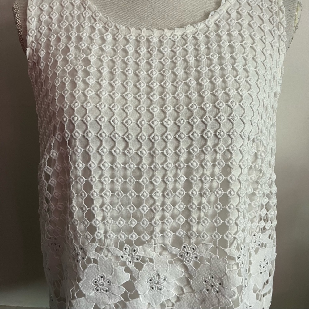 INC International Concepts • NWT White Floral Lace Tank Top - Picture 3 of 5